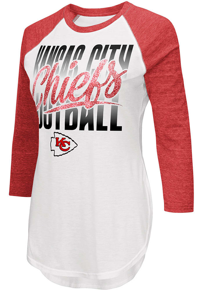 G-III Apparel Group Kansas City Chiefs Women's White First Team Mesh LS Tee, White, 100% POLYESTER, Size L, Rally House