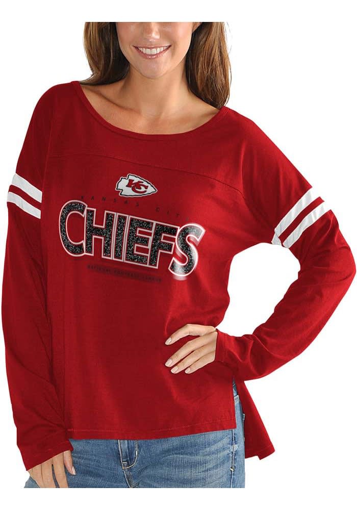 Kansas City Chiefs Womens Red Boyfriend Vintage LS Tee