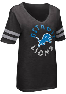 Detroit Lions Womens Black Triple Play Short Sleeve T-Shirt