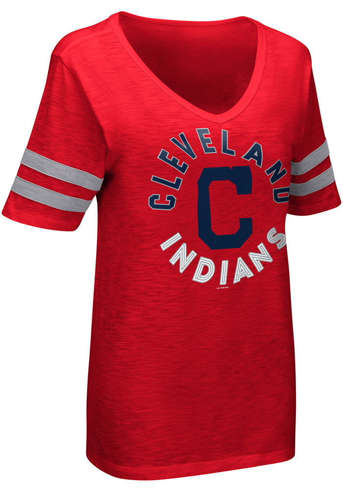 Cleveland Indians Womens Red Curvy Multi Count Short Sleeve Plus