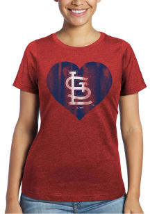 St Louis Cardinals Womens Red Heart Short Sleeve T-Shirt