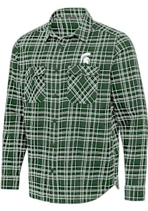 Mens Michigan State Spartans Green Antigua Private Long Sleeve Dress Shirt