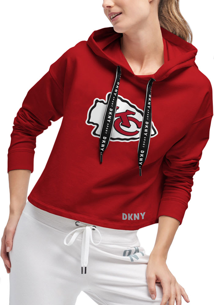 DKNY Sport Kansas City Chiefs Womens Red Maddie Crop Hooded Sweatshirt