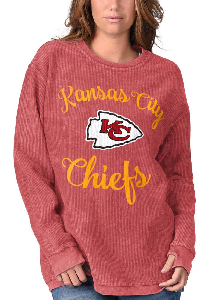 Kansas City Chiefs Womens Red Julie Comfy Cord Crew Sweatshirt