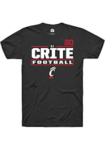 Cj Crite Cincinnati Bearcats Black Football NIL Stacked Box Short Sleeve Player T Shirt