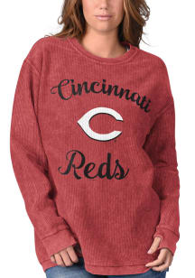 Cincinnati Reds Womens Red Julie Comfy Cord Crew Sweatshirt