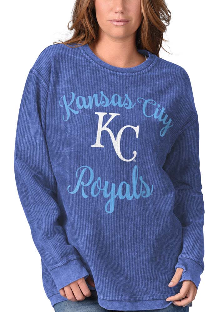 Kansas City Royals Womens Blue Julie Comfy Cord Crew Sweatshirt