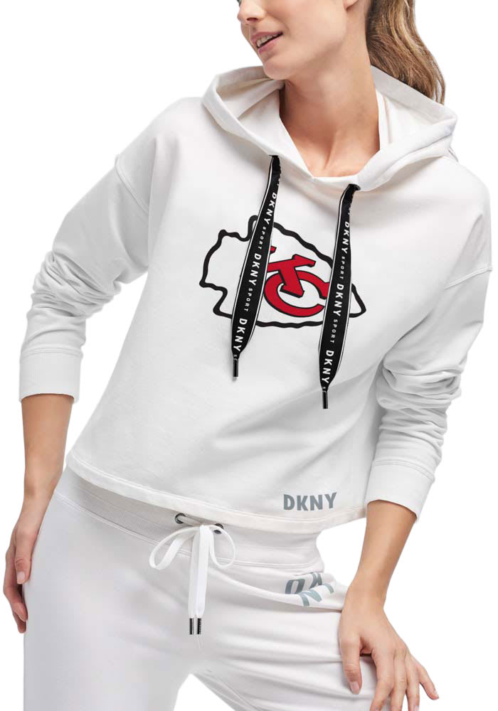 DKNY Sport Kansas City Chiefs Womens White Maddie Crop Hooded Sweatshirt
