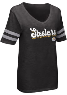 Pittsburgh Steelers Womens Black Triple Short Sleeve T-Shirt