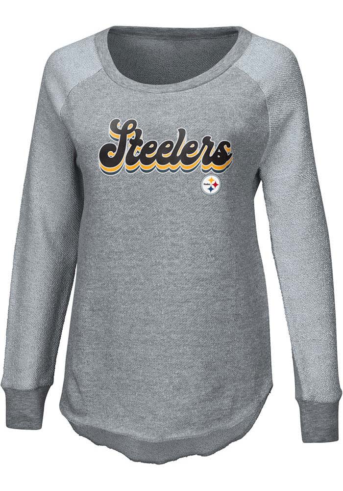 Pittsburgh Steelers Womens Grey Gridiron Crew Sweatshirt