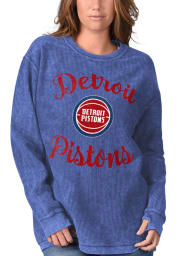 Detroit Pistons Womens Blue Julie Comfy Cord Crew Sweatshirt