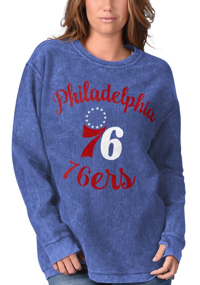 Philadelphia Phillies Womens Red Julie Comfy Cord Crew Sweatshirt