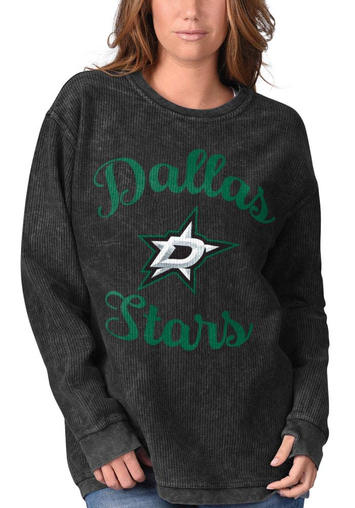 Dallas Stars Womens Black Julie Comfy Cord Crew Sweatshirt