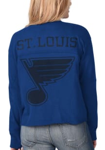 St Louis Blues Womens Blue Fight Song Cropped Crew LS Tee