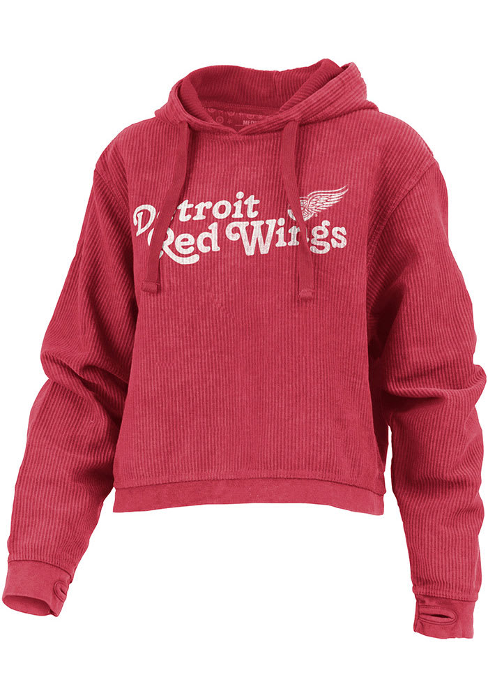 Detroit Red Wings Womens Red Comfy Cord Hooded Sweatshirt
