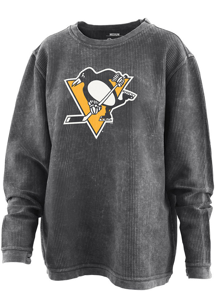 Pittsburgh Penguins Womens Black Cozy Cord Crew Sweatshirt