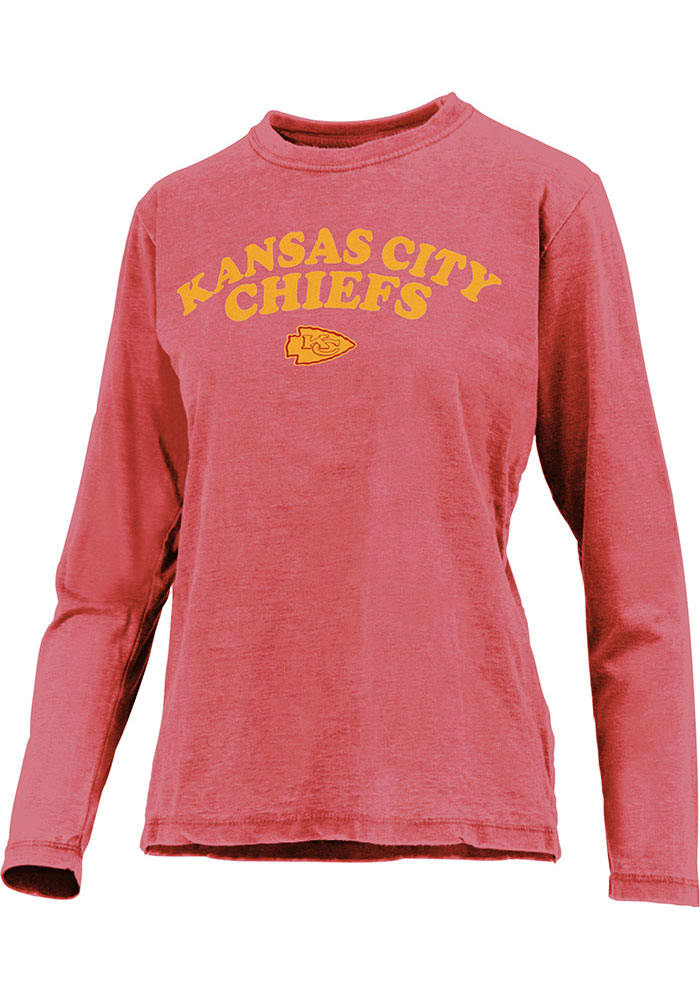 Kansas City Chiefs Womens Red Boyfriend Vintage LS Tee