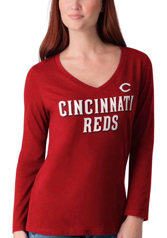 Cincinnati Reds Womens Red Knit LS Tee