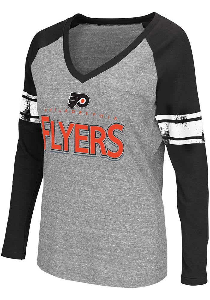 Philadelphia Flyers WEAR by Erin Andrews Women's Celebration Cropped Long  Sleeve T-Shirt - White