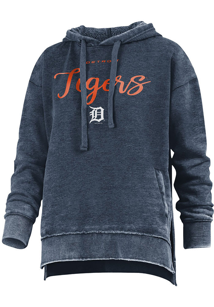 Detroit Tigers Womens Navy Blue Vintage Hooded Sweatshirt