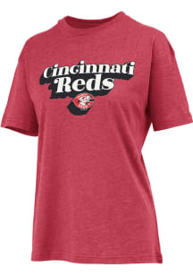 Cincinnati Reds Womens Red Melange Short Sleeve T-Shirt