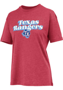 Texas Rangers Womens Red Melange Short Sleeve T-Shirt