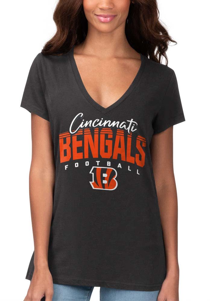 Cincinnati Bengals Womens Black Fair Catch Short Sleeve T-Shirt