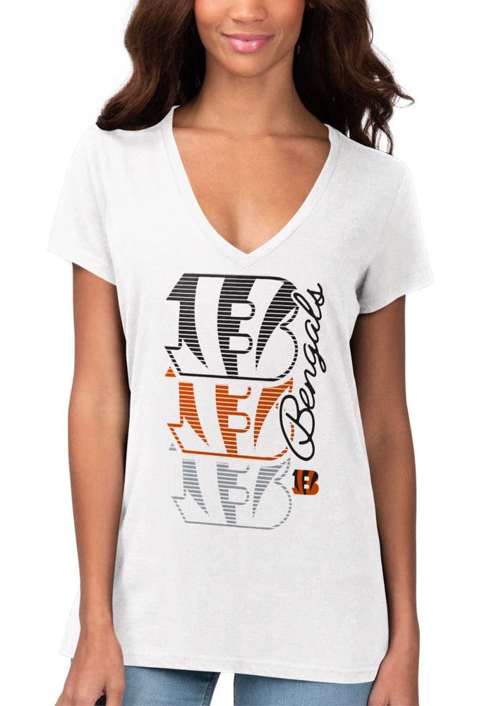 Cincinnati Bengals Womens White Fair Catch Short Sleeve T-Shirt