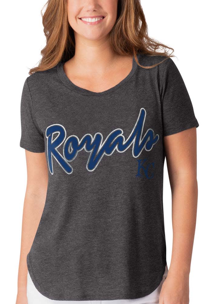 G-III Apparel Group Kansas City Royals Women's Grey Heather Short Sleeve T-Shirt, Grey, 60% Cotton / 40% POLYESTER, Size S, Rally House