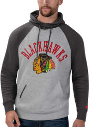 Starter Chicago Blackhawks Mens Grey Homerun Pullover Hood Fashion Hood