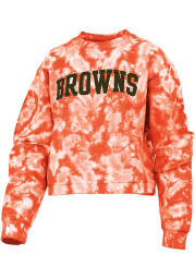 Cleveland Browns Womens Orange Cloud Dye Crew Sweatshirt