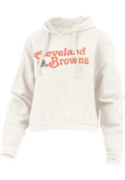 Cleveland Browns Womens Ivory Corded Hooded Sweatshirt