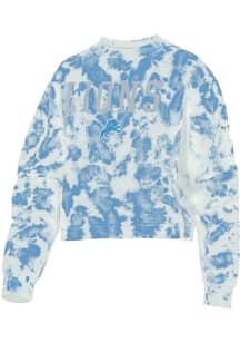 Detroit Lions Womens Light Blue Cloud Dye Crew Sweatshirt