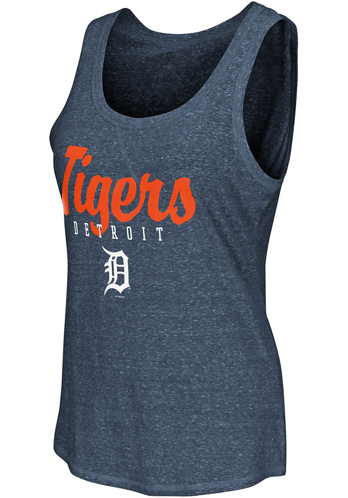 G-III Apparel Group Detroit Tigers Women's Navy Blue Playoff Tank Top, Navy Blue, 50 POLY/38 COT/12 RAY, Size L, Rally House