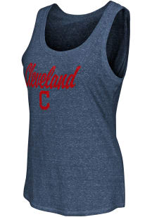 Cleveland Indians Womens Navy Blue Playoff Tank Top