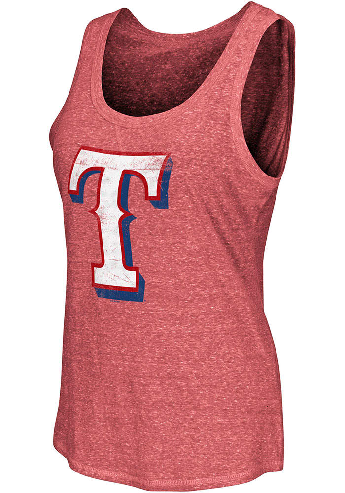 Texas Rangers New Era Womens Red Tri-Blend Stripe Trim Tank Top