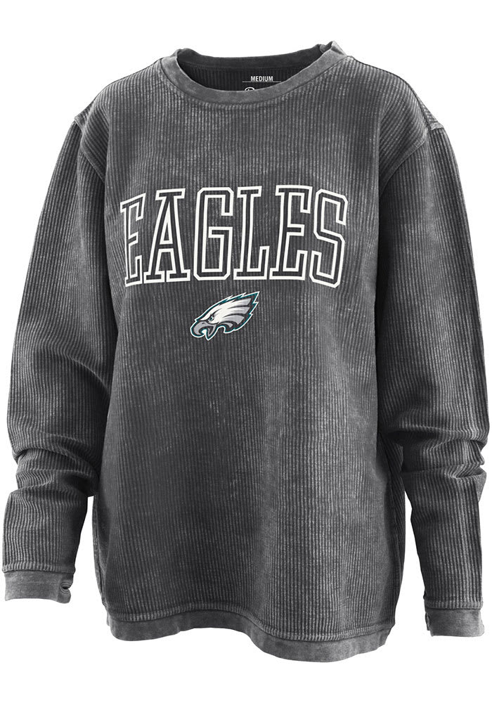 Philadelphia Eagles Womens Black Corded Crew Sweatshirt