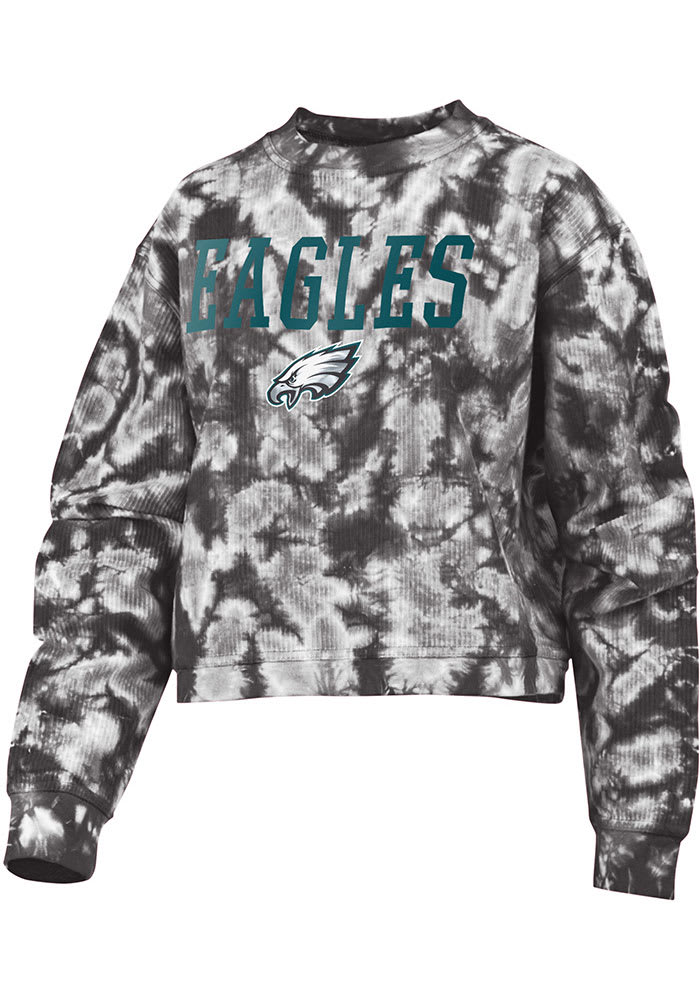 Philadelphia Eagles Womens Black Cloud Dye Crew Sweatshirt