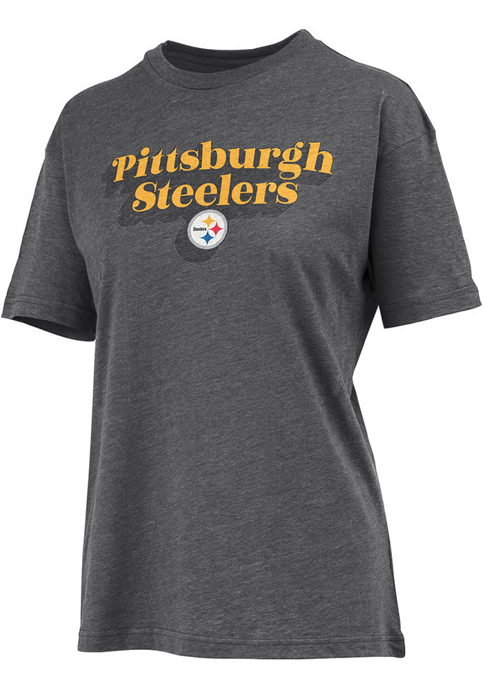 Pittsburgh Steelers Womens Black Melange Short Sleeve T-Shirt