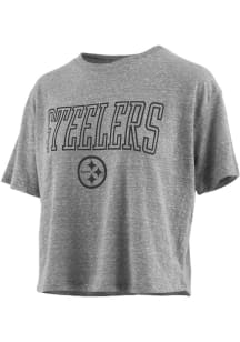 Pittsburgh Steelers Womens Grey Knobi Short Sleeve T-Shirt