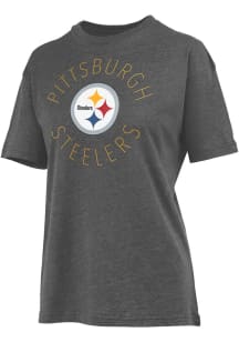 Pittsburgh Steelers Womens Black Melange Short Sleeve T-Shirt