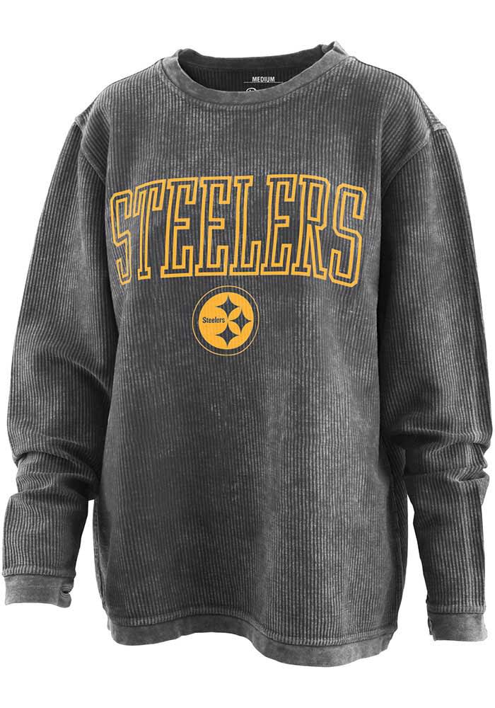 Pittsburgh Steelers Womens Black Corded Crew Sweatshirt