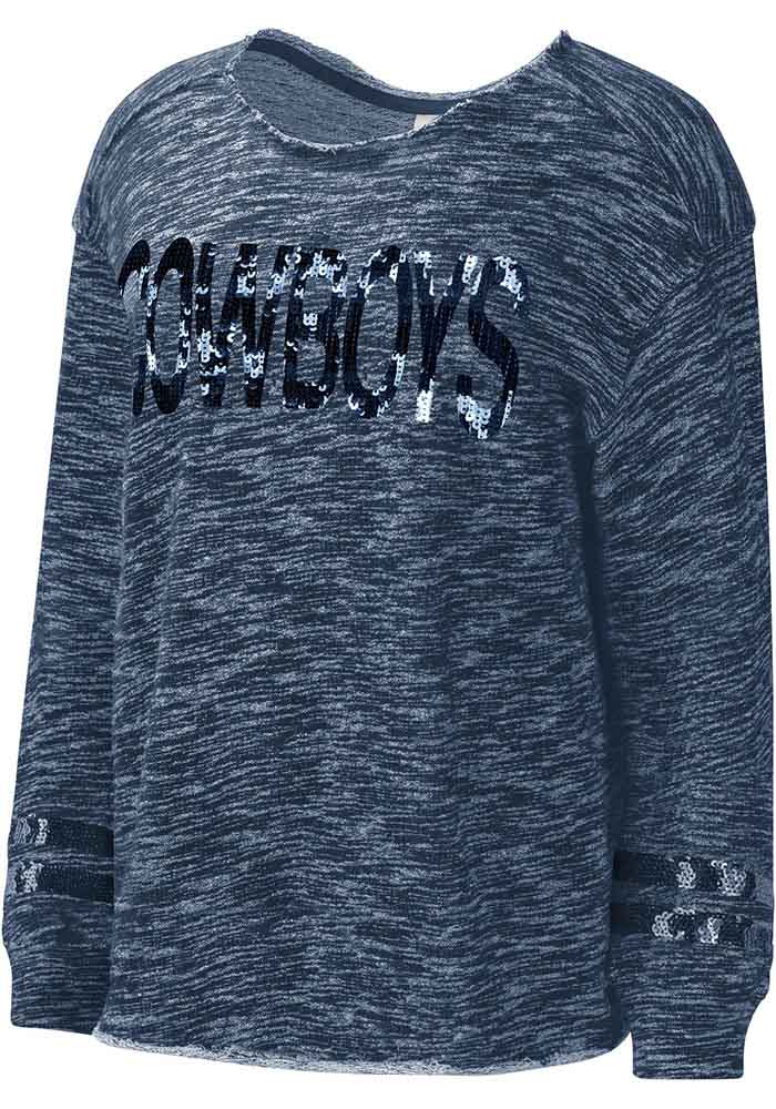 Dallas Cowboys For Her Sweater Adult Medium Center Spellout Navy Blue NFL