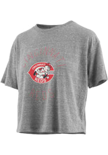Cincinnati Reds Womens Grey Knobi Short Sleeve T-Shirt