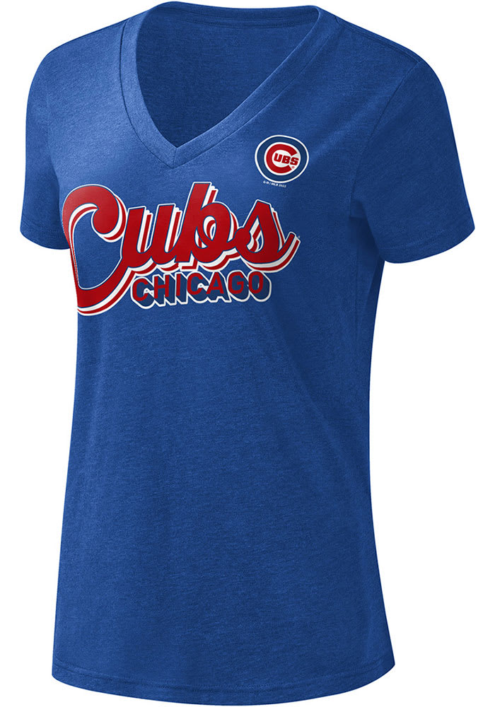 Chicago Cubs Womens Blue 1st Place Short Sleeve T-Shirt