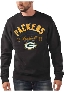 Starter Green Bay Packers Mens Black COTTON POLY Long Sleeve Crew Sweatshirt