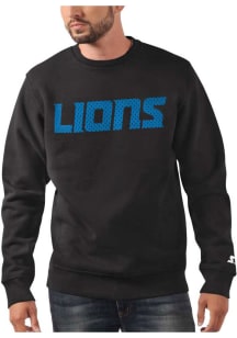 Starter Detroit Lions Mens Black COTTON POLY Long Sleeve Crew Sweatshirt