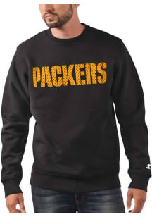 Starter Green Bay Packers Mens Black COTTON POLY Long Sleeve Crew Sweatshirt