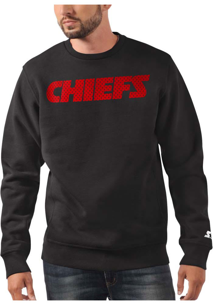 Men's Starter White Kansas City Chiefs Crew Neck Sweatshirt With