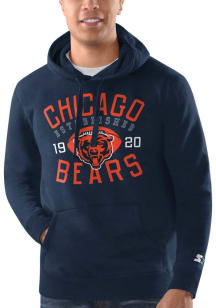 Starter Chicago Bears Mens Navy Blue Established Long Sleeve Hoodie